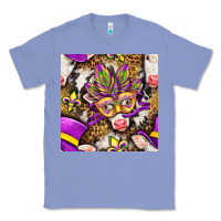Colony Blue Mardi Gras cow with carnival mask seamless pattern Classic Tee - BundleAndBundleShop