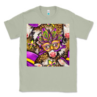 Matcha Mardi Gras cow with carnival mask seamless pattern Classic Tee - BundleAndBundleShop