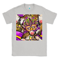 Moon Dust Mardi Gras cow with carnival mask seamless pattern Classic Tee - BundleAndBundleShop
