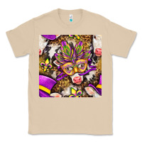 Mushroom Mardi Gras cow with carnival mask seamless pattern Classic Tee - BundleAndBundleShop