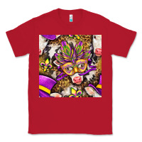 Red Mardi Gras cow with carnival mask seamless pattern Classic Tee - BundleAndBundleShop