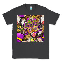 Smoke Mardi Gras cow with carnival mask seamless pattern Classic Tee - BundleAndBundleShop