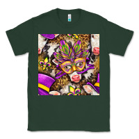 Sports Green Mardi Gras cow with carnival mask seamless pattern Classic Tee - BundleAndBundleShop