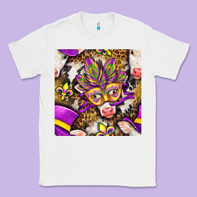 Mardi Gras Cow With Carnival Mask Seamless Pattern Classic Tee Designed By Bundleandbundleshop