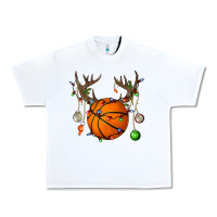White Basketball Horn Christmas Urban Heavy Tee - BundleAndBundleShop