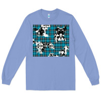 Colony Blue winter plaid and cowhide pattern Long Sleeve Tee - RanaPortraitStore