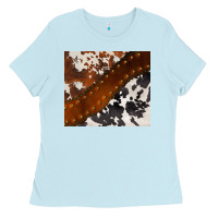 Baby Blue cowhide leather Ladies Tee - BarkalooDesign