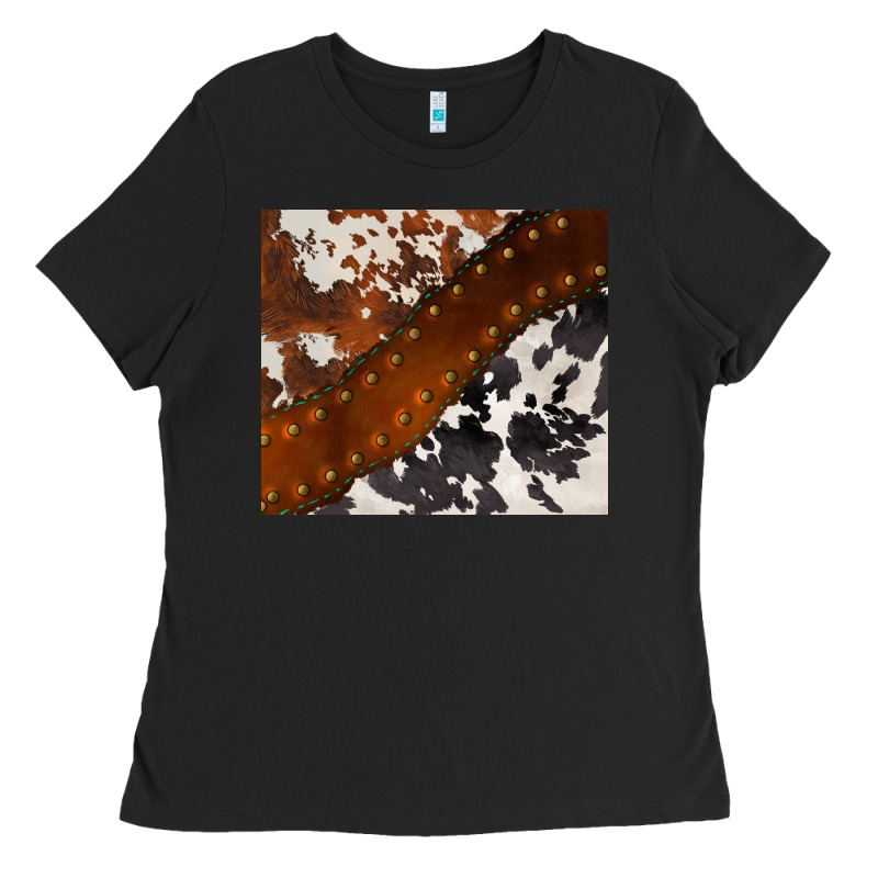 Cowhide Leather Ladies Tee by BarkalooDesign | Teevron