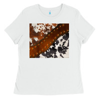 White cowhide leather Ladies Tee - BarkalooDesign