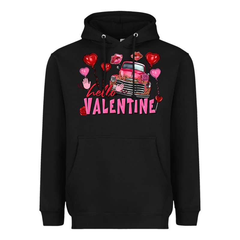 Hello Valentine Valentine's Day Truck Heavyweight Hoodie by FaDigitalArtStudio | Teevron