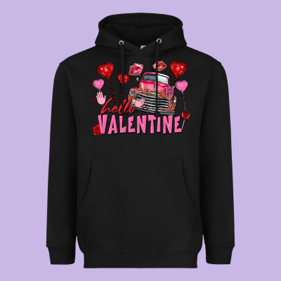 Hello Valentine Valentine's Day Truck Heavyweight Hoodie Designed By Fadigitalartstudio