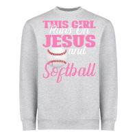 Heather Grey This Girl Jesus And Softball Heavyweight Sweatshirt - Bettercallsaul
