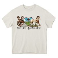 Cream peace love appaloosa horse Heavy Core Tee - LillyAllenDesigns