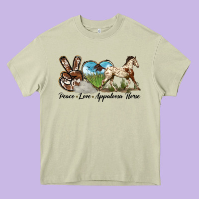 Peace Love Appaloosa Horse Heavy Core Tee Designed By Lillyallendesigns