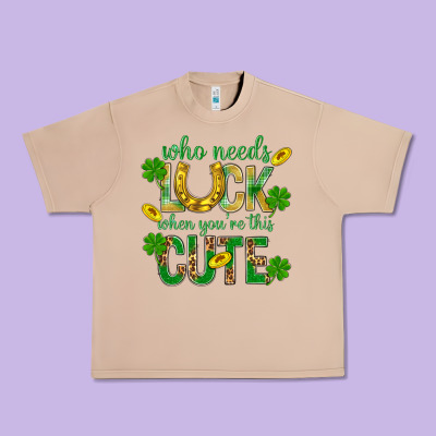 Who Needs Luck When You're This Cute St. Patricks Urban Heavy Tee Designed By Bundleandbundleshop