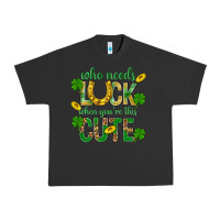 Pigment Black Who Needs Luck When You're This Cute St. Patricks Urban Heavy Tee - BundleAndBundleShop
