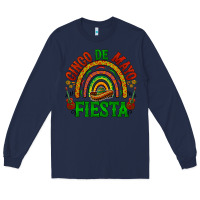 Navy cinco de mayo fiesta rainbow Long Sleeve Tee - BarkalooDesign