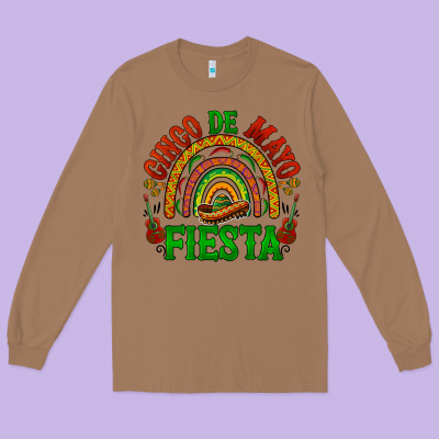 Cinco De Mayo Fiesta Rainbow Long Sleeve Tee Designed By Barkaloodesign