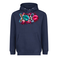 Navy Western xoxo Heavyweight Hoodie - FaDigitalArtStudio