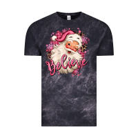 Cloud Black believe pink christmas santa claus Vintage Tee - MaliasSmallBusiness