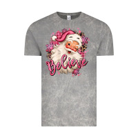 Cloud Rock believe pink christmas santa claus Vintage Tee - MaliasSmallBusiness