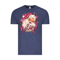 Vintage Denim believe pink christmas santa claus Vintage Tee - MaliasSmallBusiness