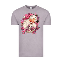 Vintage Zinc believe pink christmas santa claus Vintage Tee - MaliasSmallBusiness