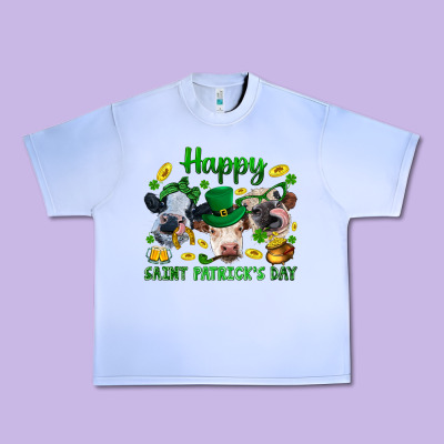 Happy Saint Patrick's Day With Clover Urban Heavy Tee Designed By Bundleandbundleshop