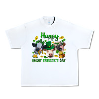 White Happy Saint Patrick'S Day With Clover Urban Heavy Tee - BundleAndBundleShop