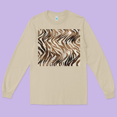Brown Zebra Long Sleeve Tee Designed By Barkaloodesign