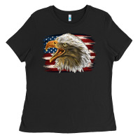 Black American Flag Eagle Ladies Tee - LillyAllenDesigns