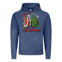 Vintage Denim Merry Christmas Black Santa Vintage Hoodie - MaliasSmallBusiness