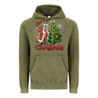 Vintage Olive Merry Christmas Black Santa Vintage Hoodie - MaliasSmallBusiness
