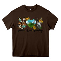 Chocolate Brown Peace Love Donkey Head Heavy Core Tee - LillyAllenDesigns