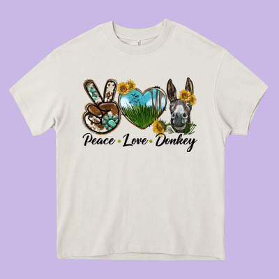 Peace Love Donkey Head Heavy Core Tee Designed By Lillyallendesigns