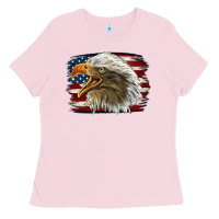 Bubblegum Pink American Flag Eagle Ladies Tee - LillyAllenDesigns