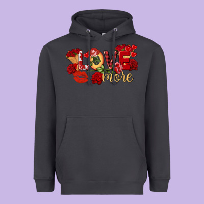 Love More Valentine's Day Heavyweight Hoodie Designed By Fadigitalartstudio