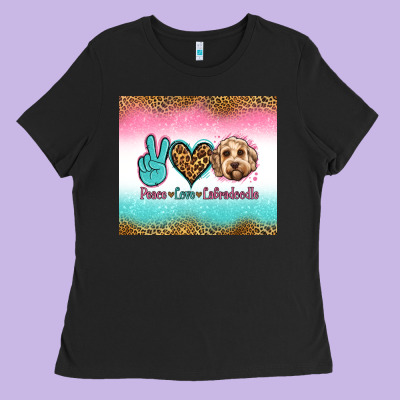 Peace Love Labradoodle Ladies Tee Designed By Jasminsmagicworld