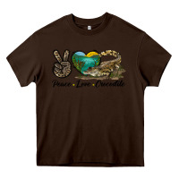 Chocolate Brown Peace Love Crocodile Heavy Core Tee - LillyAllenDesigns