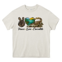 Cream Peace Love Crocodile Heavy Core Tee - LillyAllenDesigns