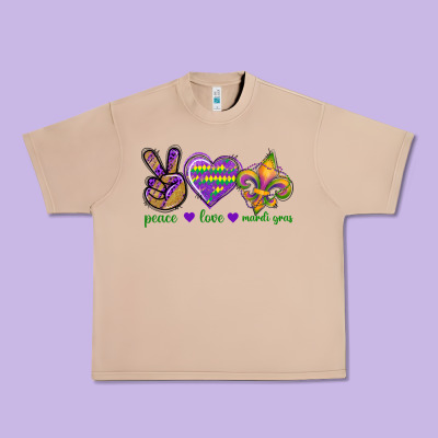 Peace Love Mardi Gras Urban Heavy Tee Designed By Bundleandbundleshop