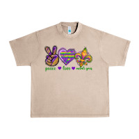 French Oak Peace Love Mardi Gras Urban Heavy Tee - BundleAndBundleShop