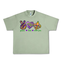 Oil Green Peace Love Mardi Gras Urban Heavy Tee - BundleAndBundleShop