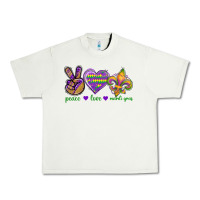 Pistachio Peace Love Mardi Gras Urban Heavy Tee - BundleAndBundleShop
