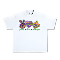 White Peace Love Mardi Gras Urban Heavy Tee - BundleAndBundleShop