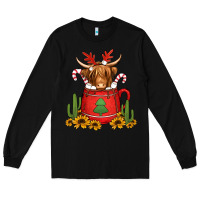Black hot coco christmas highland cow Long Sleeve Tee - Jasminsmagicworld