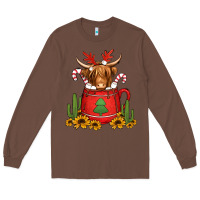 Chestnut hot coco christmas highland cow Long Sleeve Tee - Jasminsmagicworld
