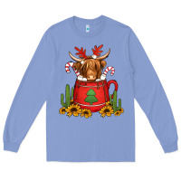 Colony Blue hot coco christmas highland cow Long Sleeve Tee - Jasminsmagicworld