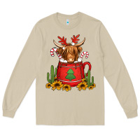 Mushroom hot coco christmas highland cow Long Sleeve Tee - Jasminsmagicworld