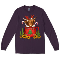 Plum hot coco christmas highland cow Long Sleeve Tee - Jasminsmagicworld